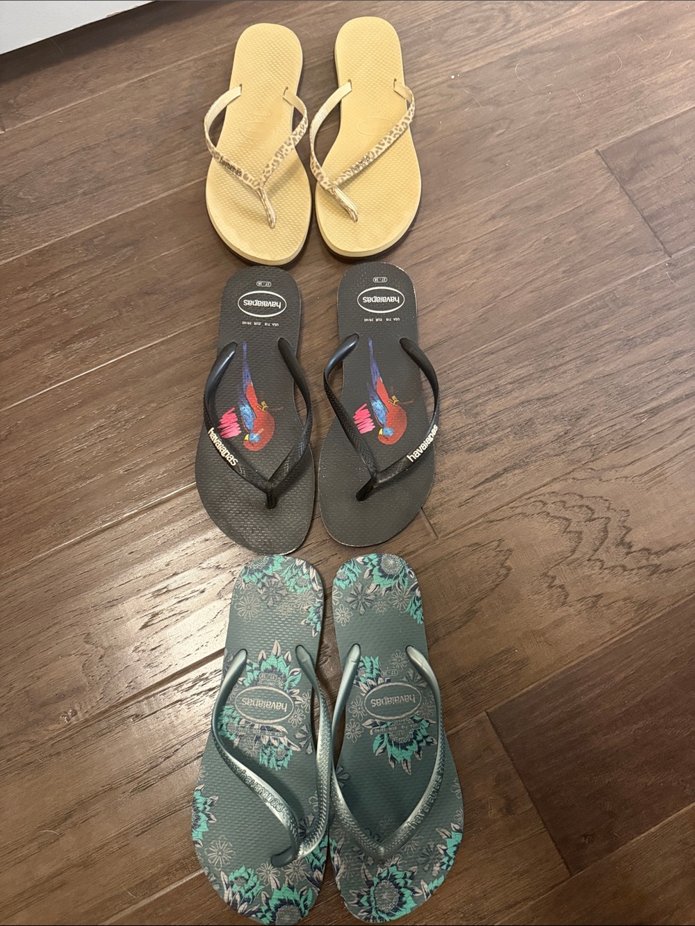 Havaianas Flip Flop Trio - Yellow, Black, Teal Floral